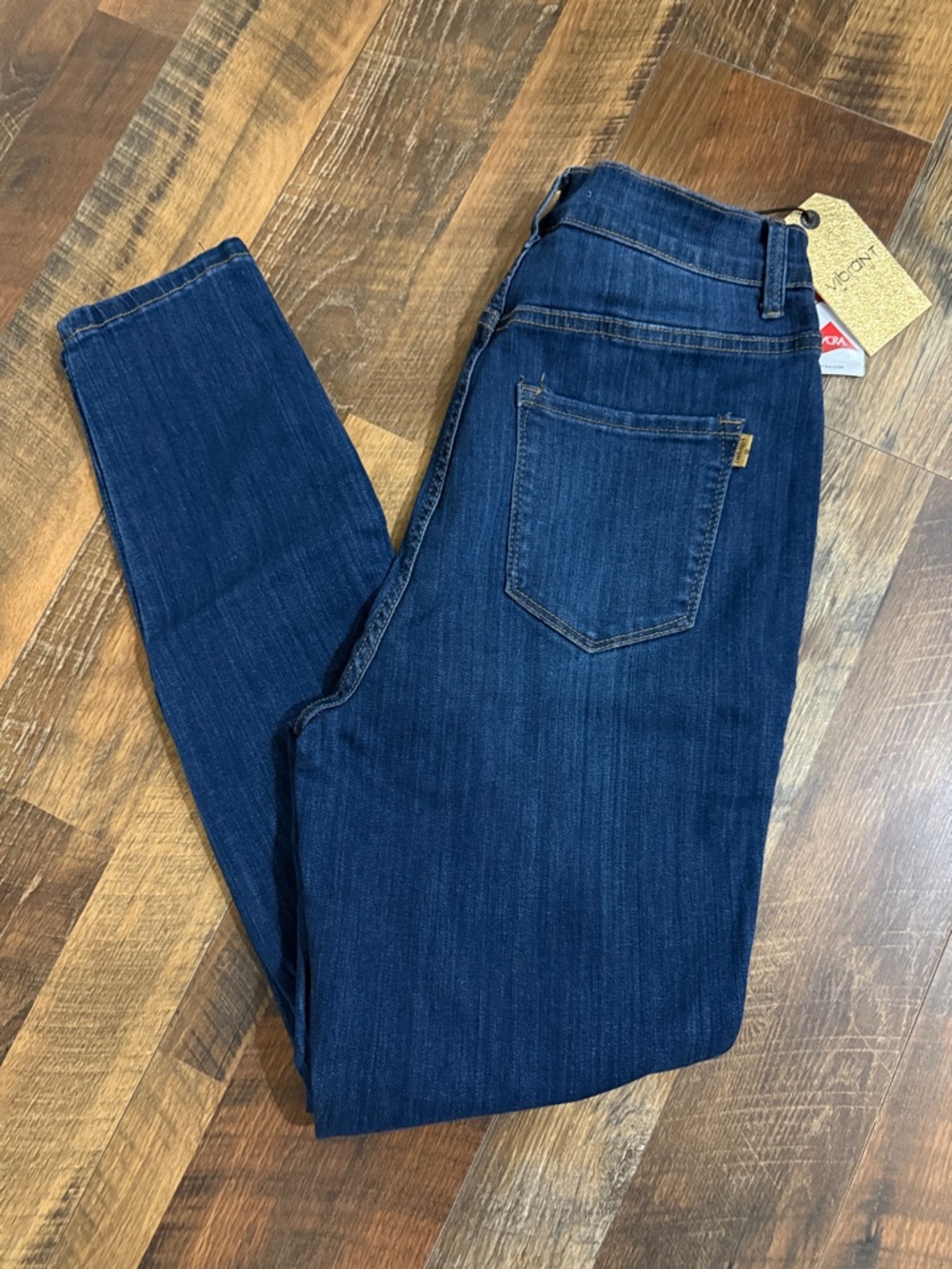 NWT Vibrant MIU Distressed Skinny Jeans Dark Wash Stretch Denim